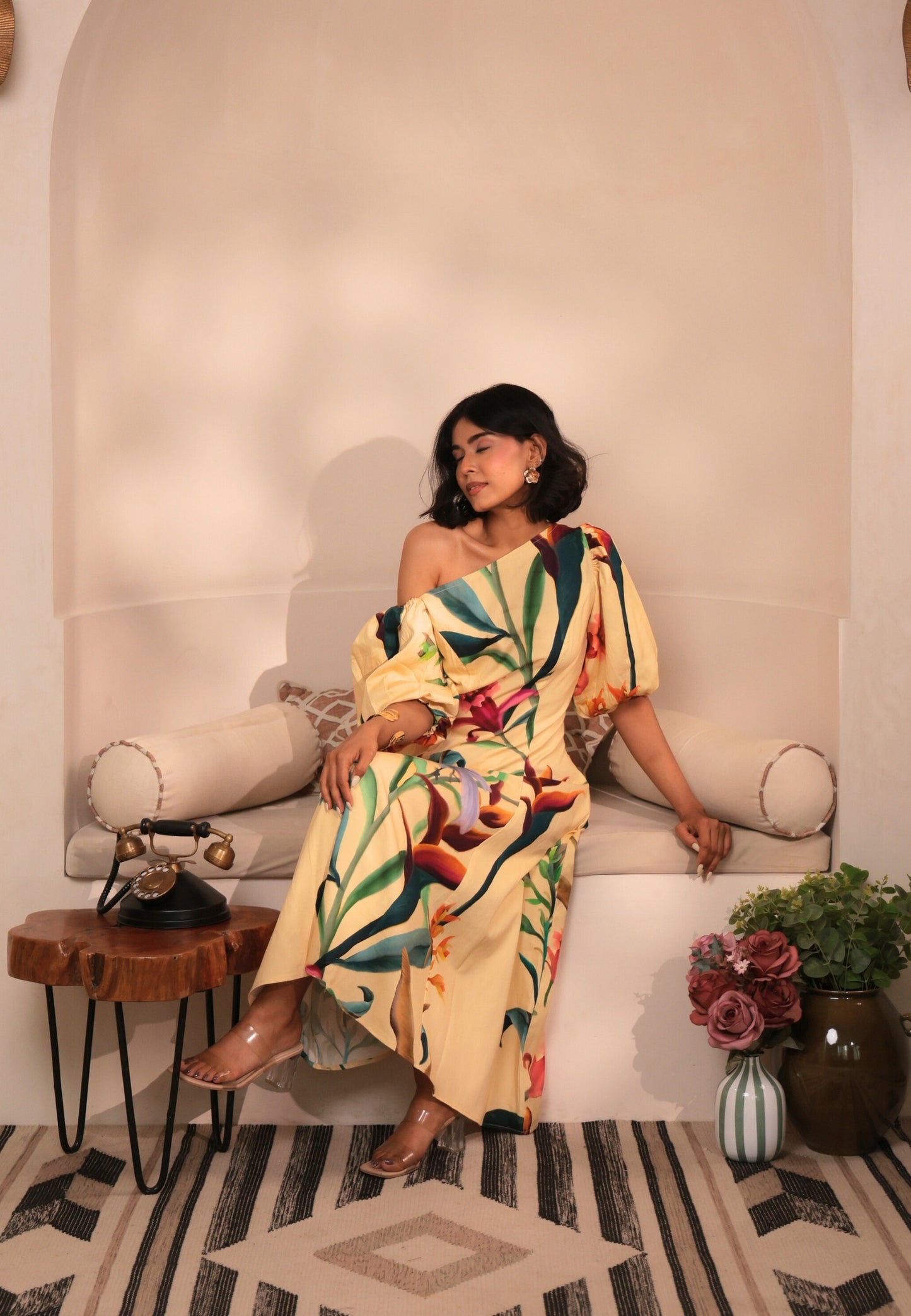 Bali Midi Puff Sleeve Dress