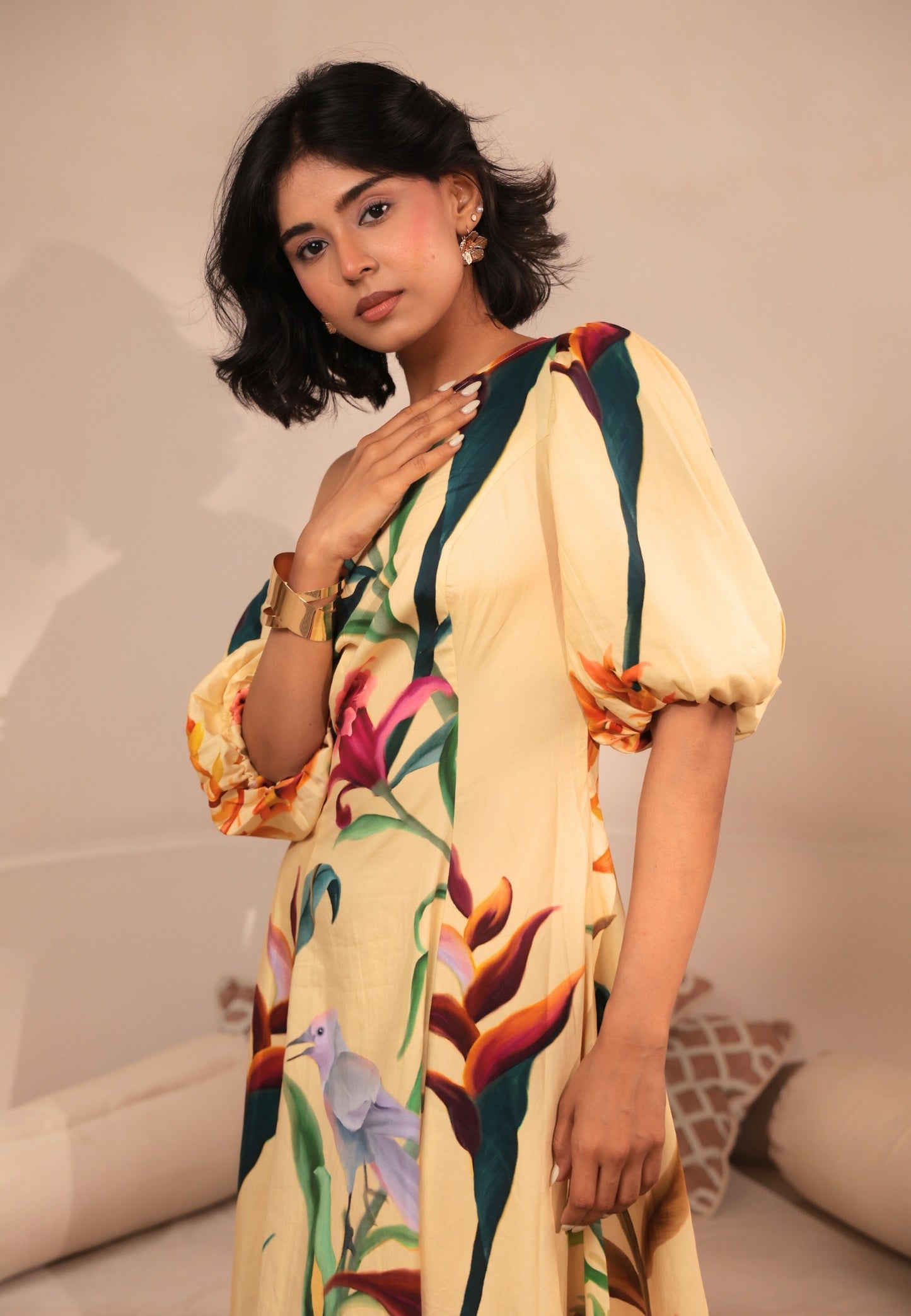 Bali Midi Puff Sleeve Dress