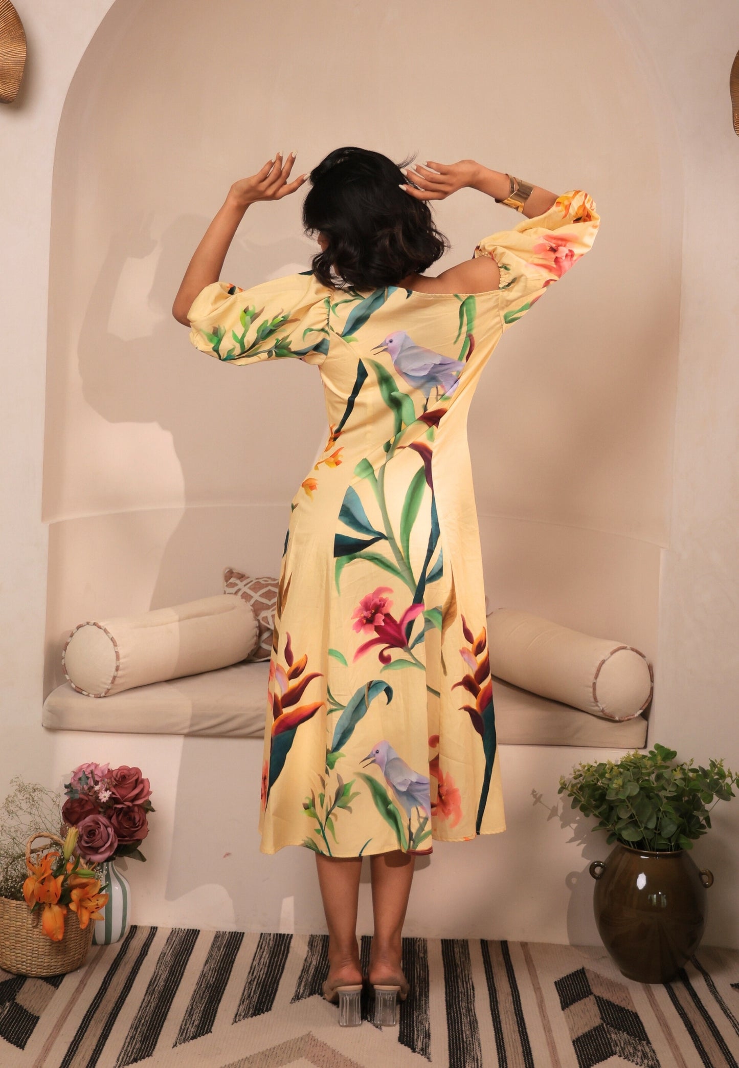 Bali Midi Puff Sleeve Dress