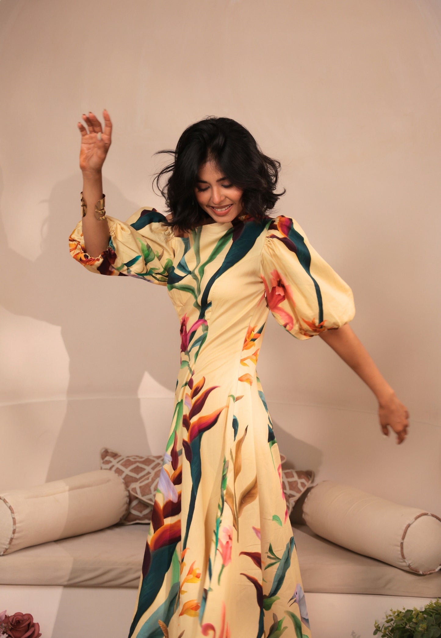 Bali Midi Puff Sleeve Dress