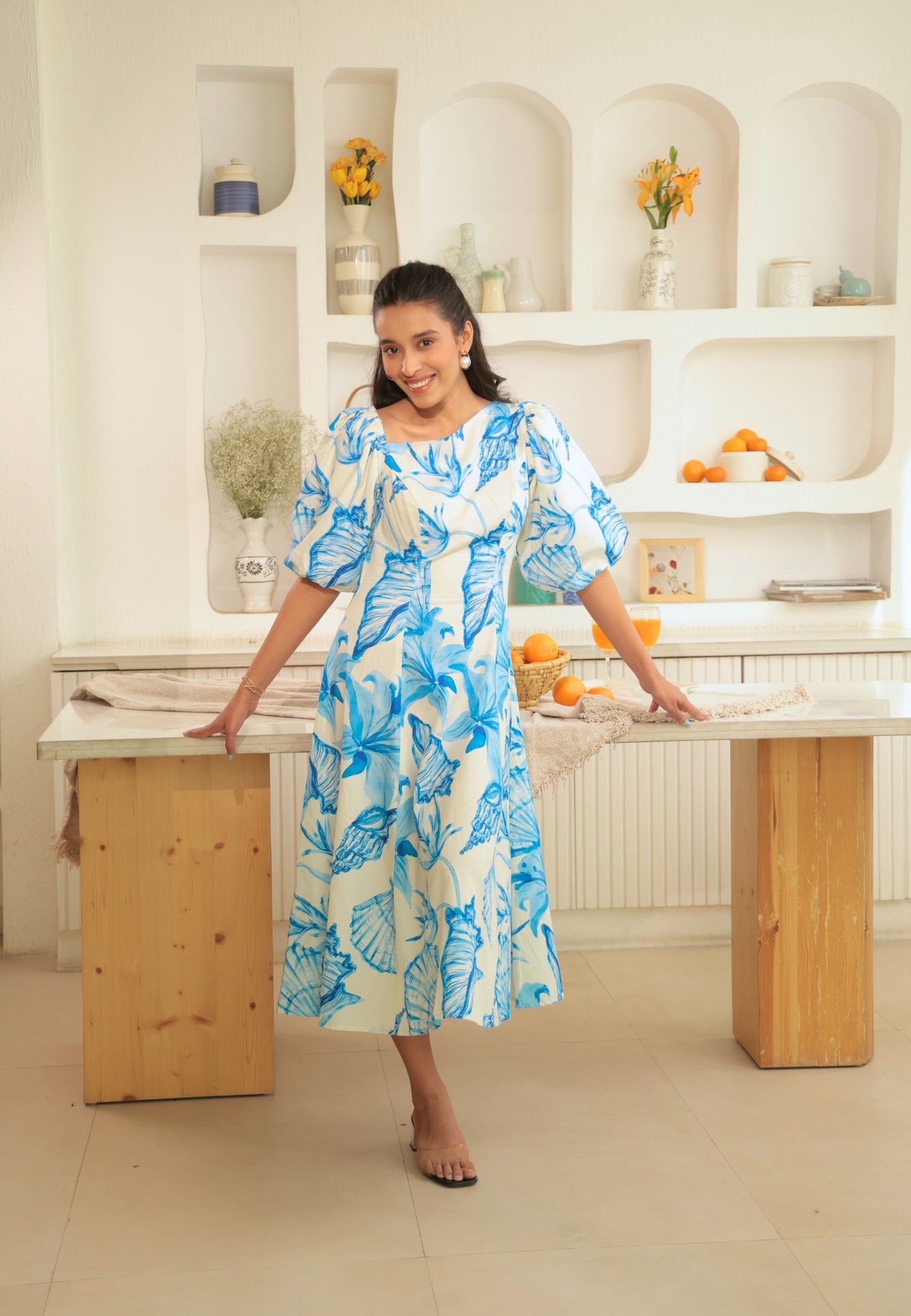 Nicobar Puff Sleeve Dress