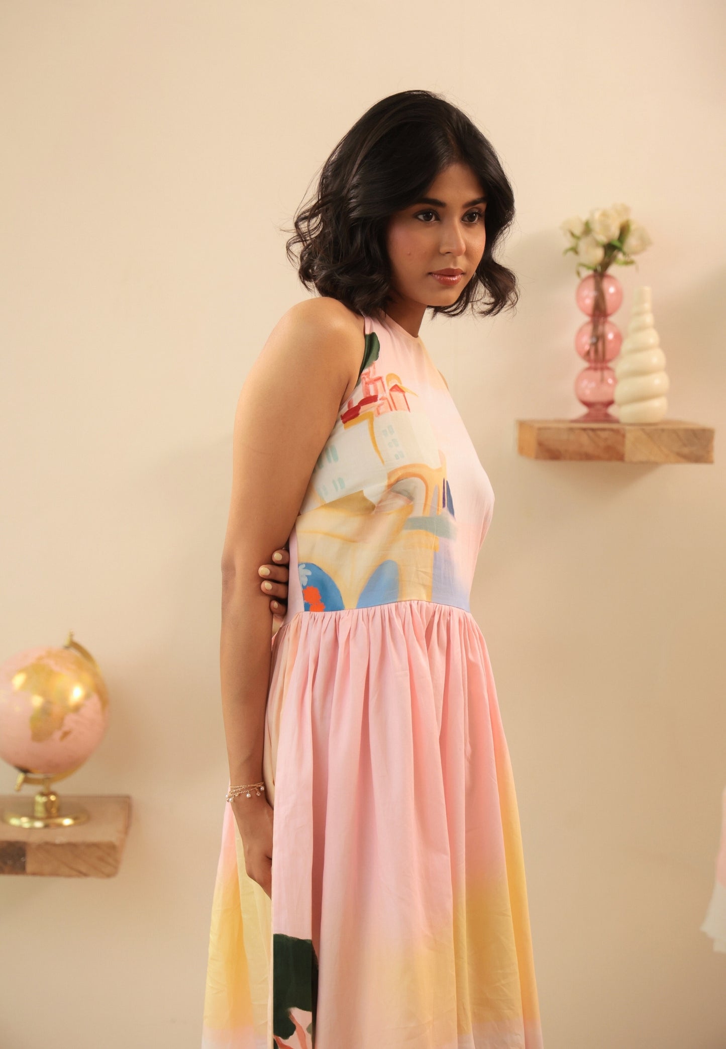Santorini Halter Tie-Back Dress