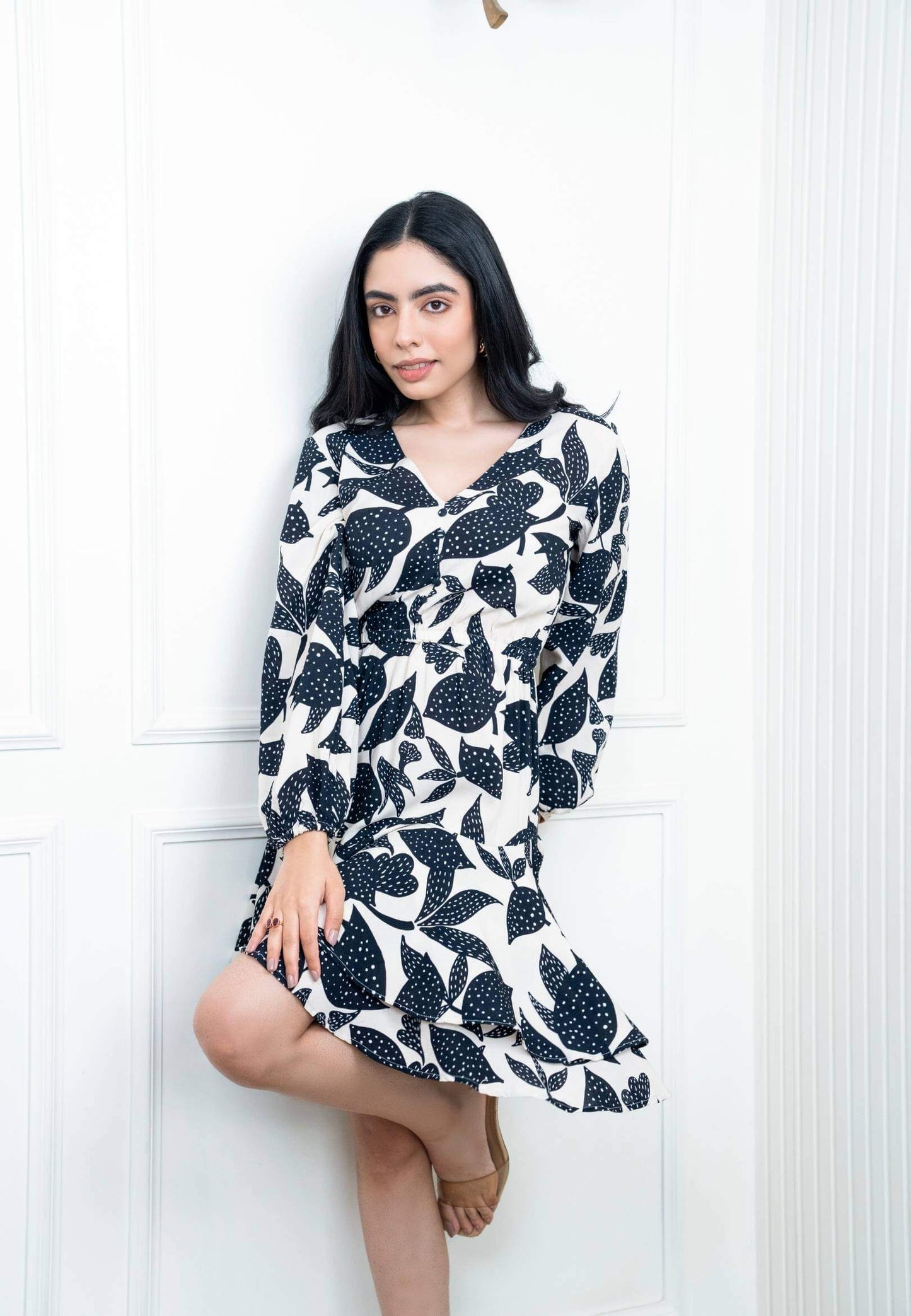 Ebony and Ivory Ruffle Dress