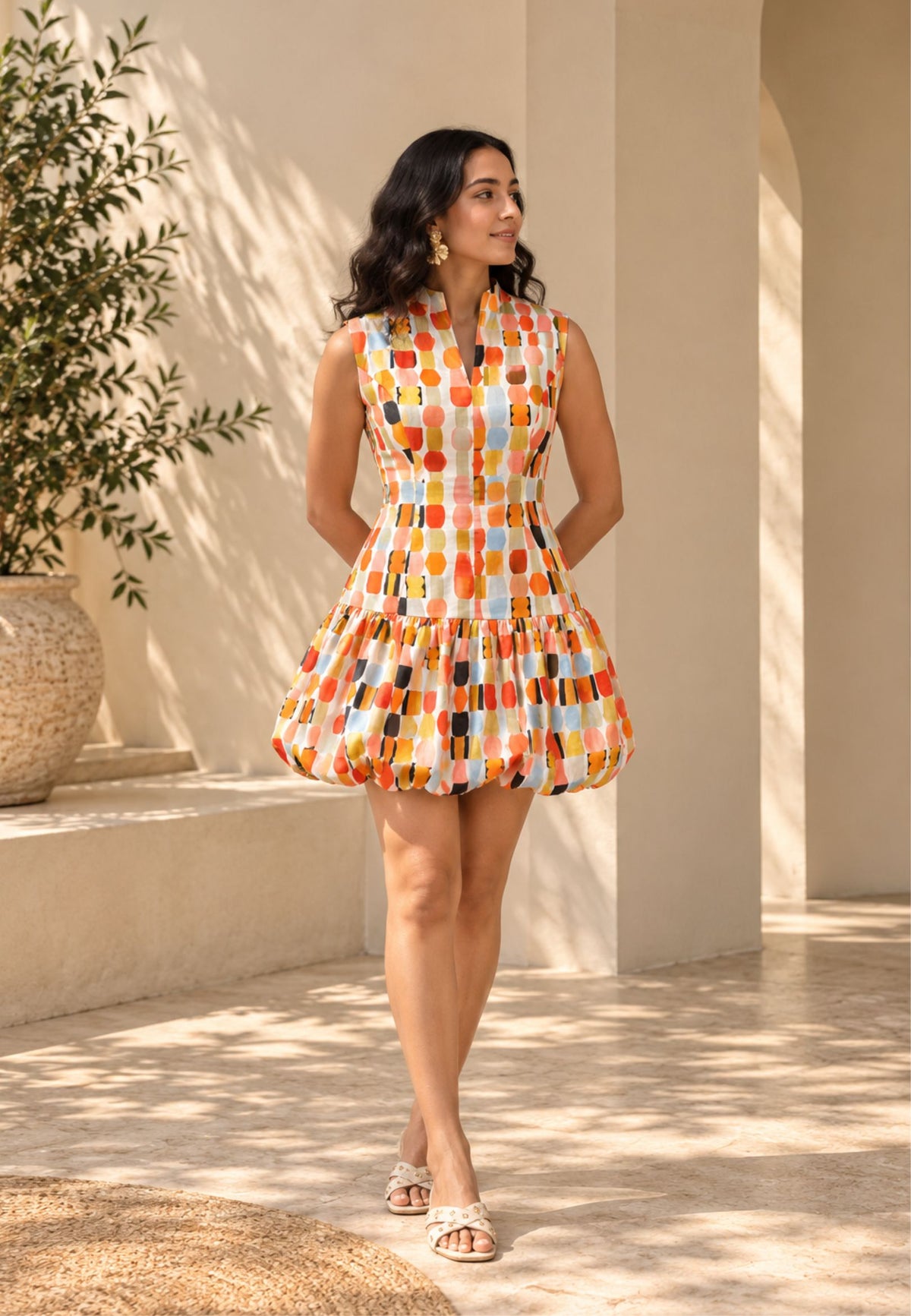 Mosaic Bubble Mini Dress