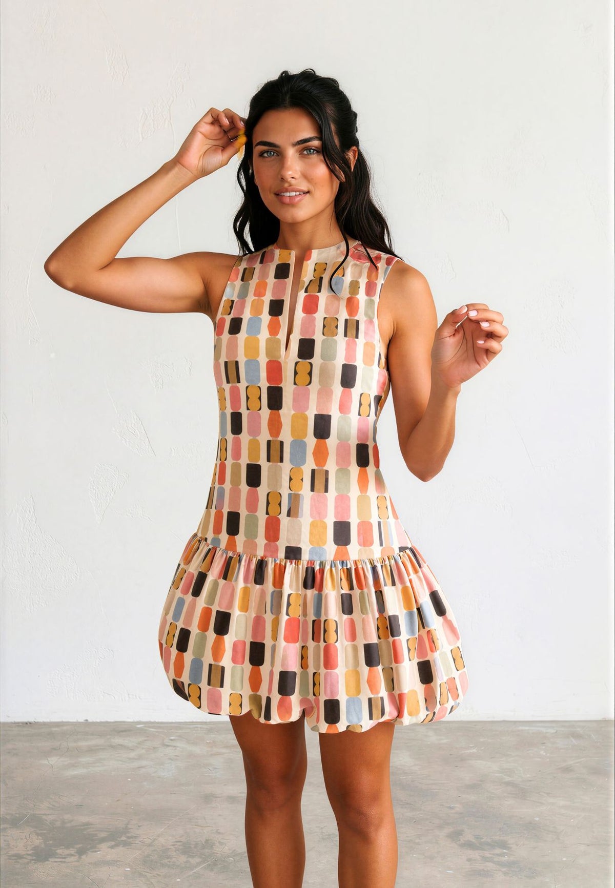 Mosaic Bubble Mini Dress