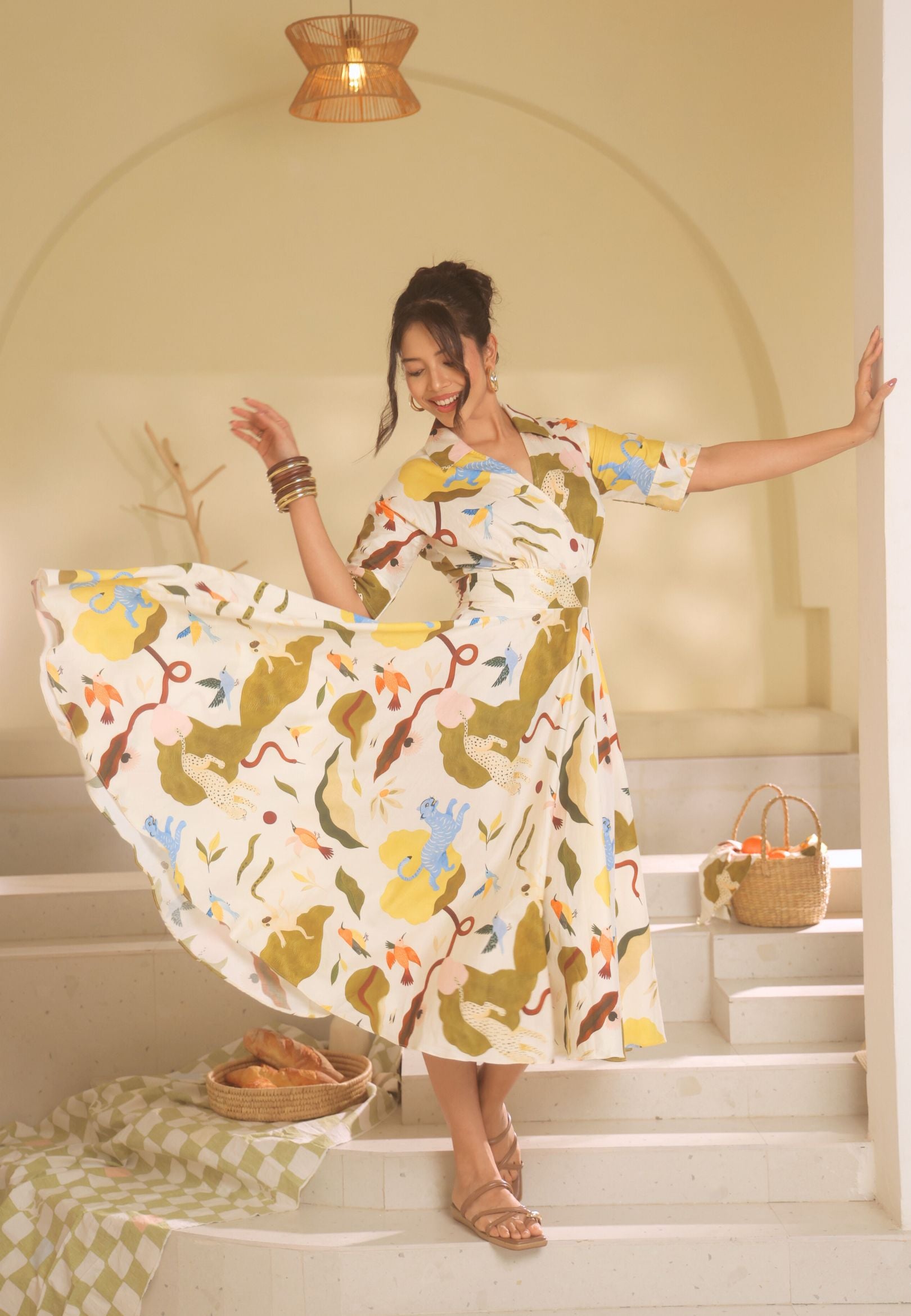 Masai collar midi dress