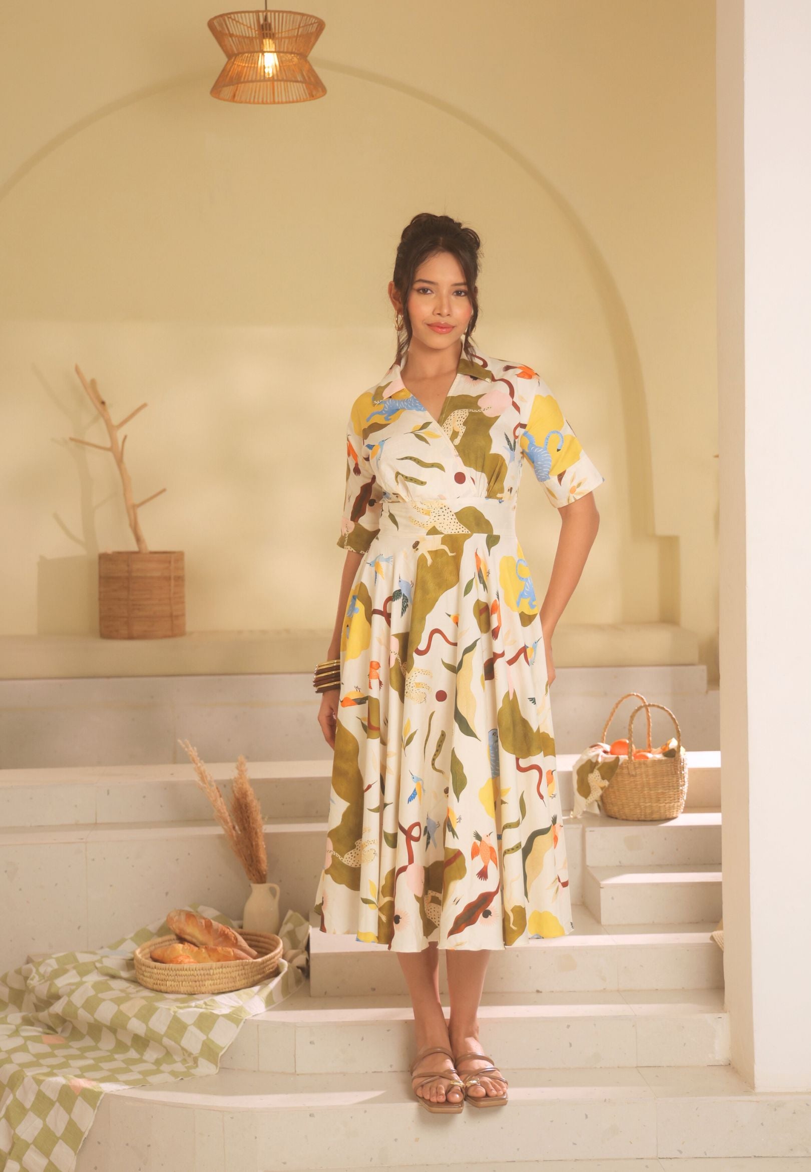 Masai collar midi dress