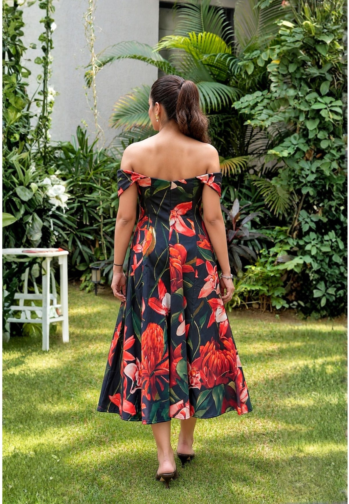 Scarlet Off-Shoulder Midi Dress