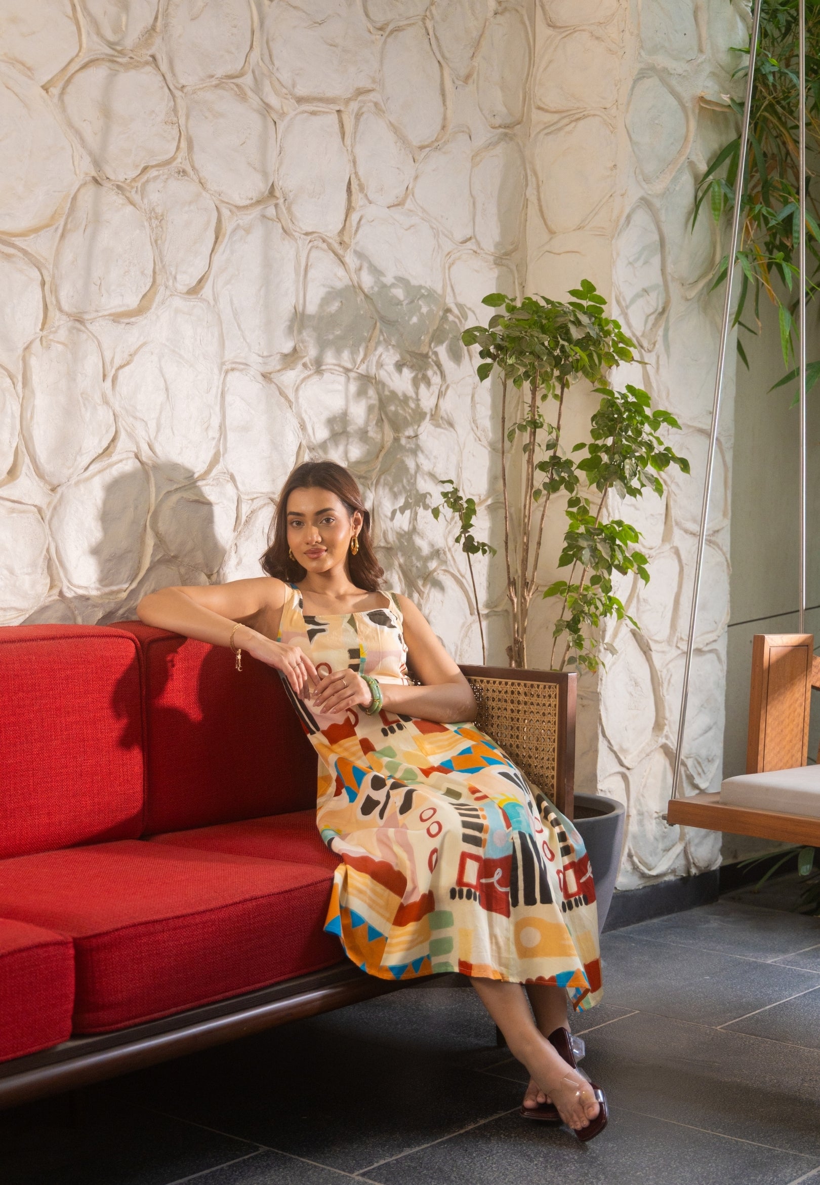 Barcelona Square Neck Midi Dress