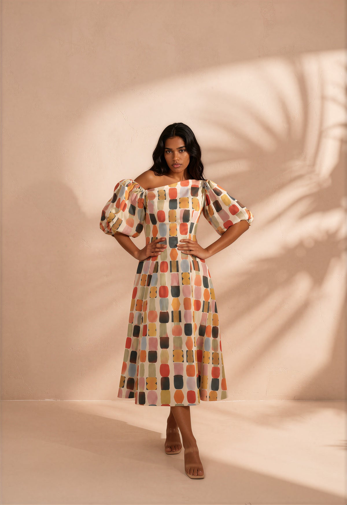 Mosaic Midi Puff Dress
