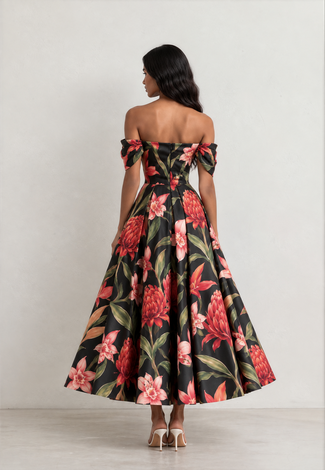 Scarlet Off-Shoulder Midi Dress