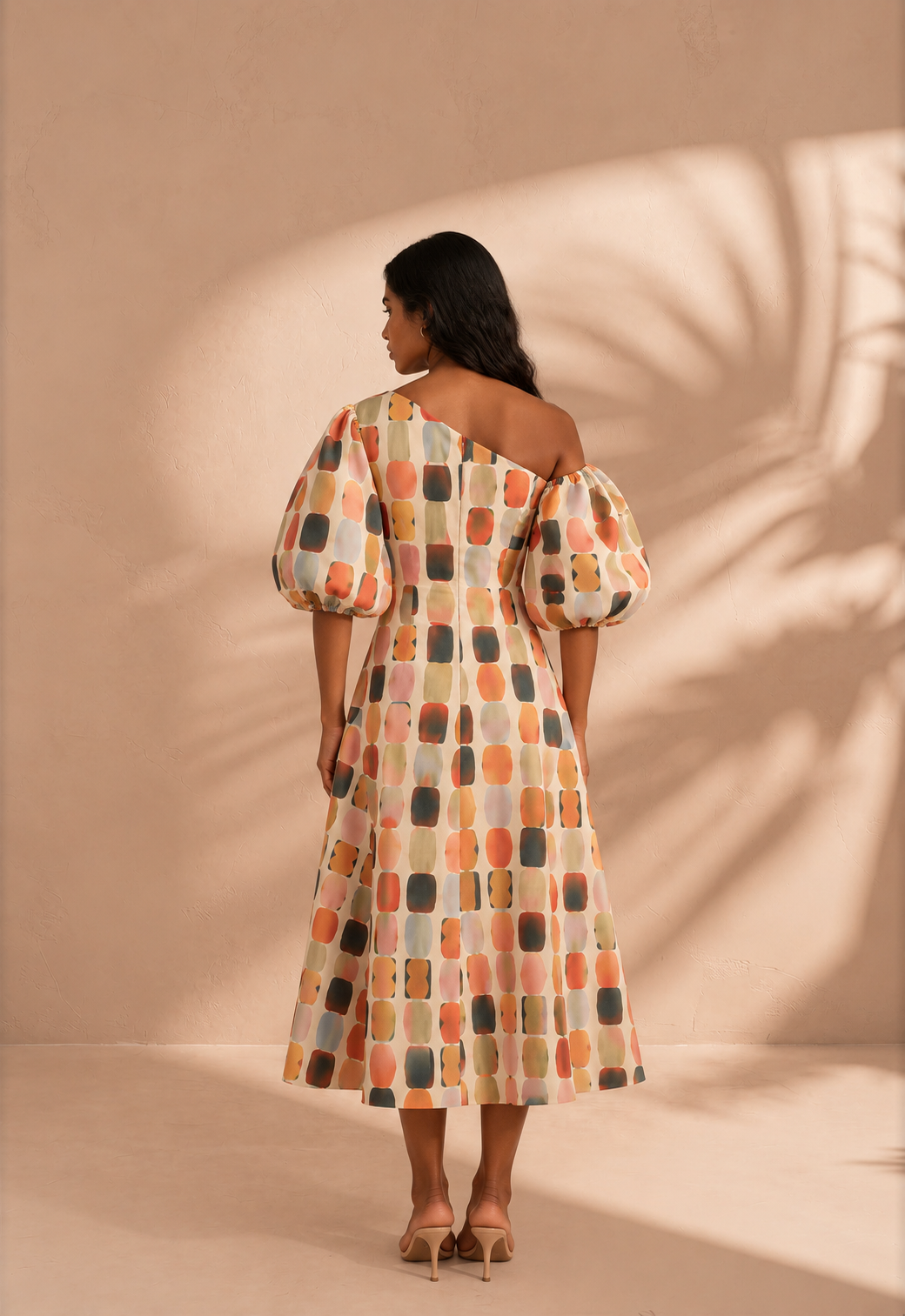 Mosaic Midi Puff Dress