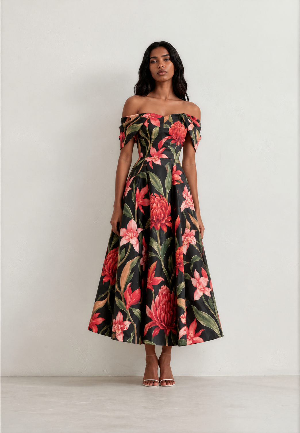 Scarlet Off-Shoulder Midi Dress